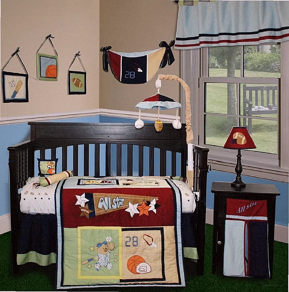 12-Piece Crib Nursery Bedding Set for Infant Baby Girls and Boys - All Star