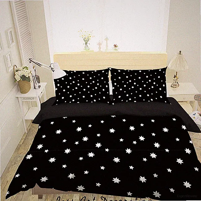 3D Cartoon Star Black White Pattern Quilt Cover Set Bedding Sets Pillowcases 64