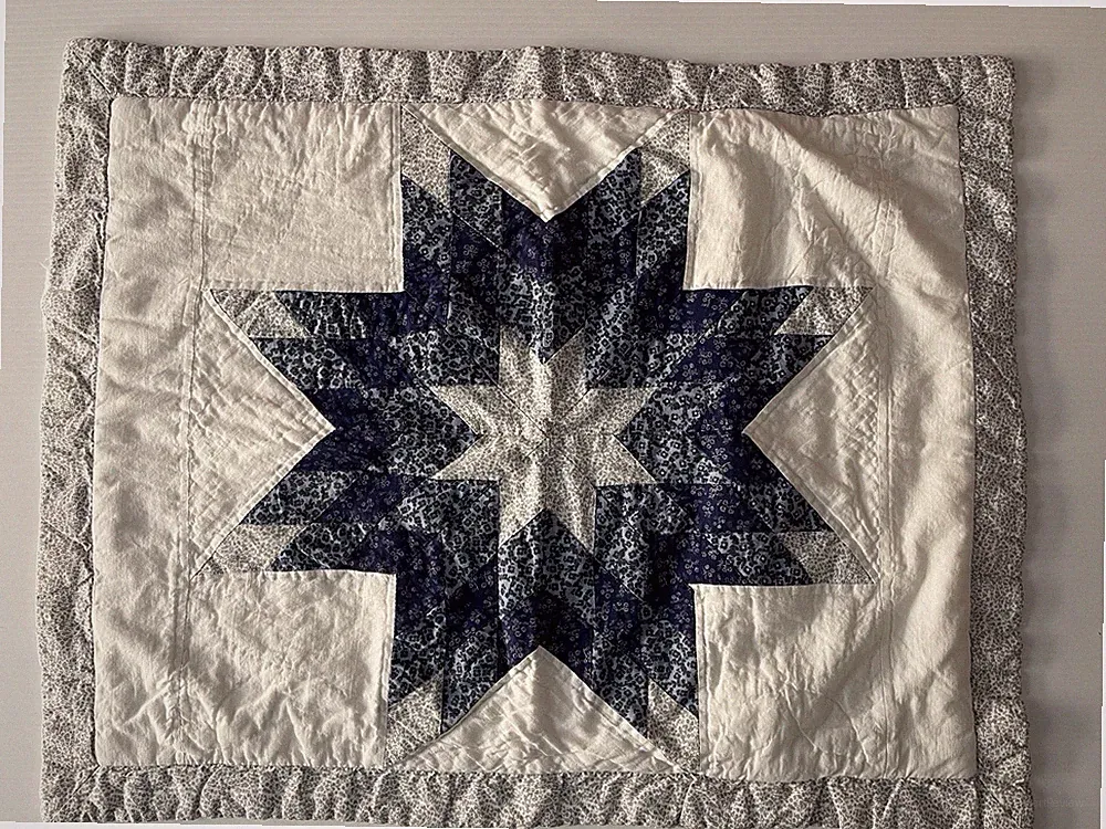 4 Quilted Lone Star Pillow Shams Blue White Farmhouse for Standard Size Pillows