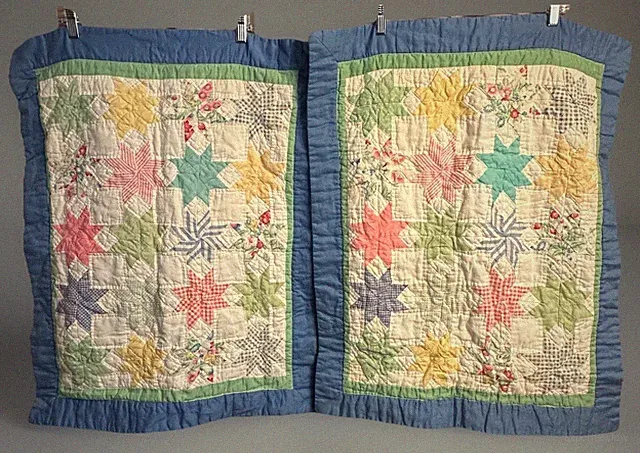 8 Point Star Patterns Quilted Standard Shams 2 Pc Set Chic Zip Back Cottagecore