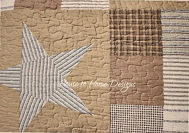 DESERT STAR 3pc Cal Super King QUILT SET : FARMHOUSE COUNTRY BROWN CABIN PLAID