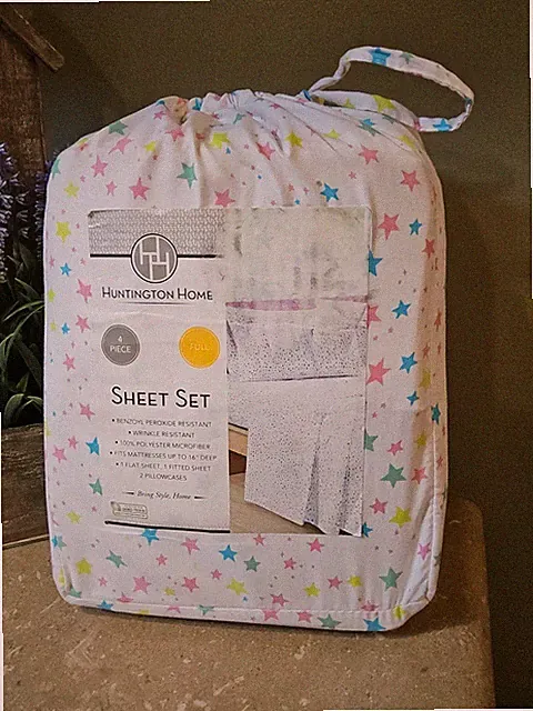 Full Sheet Set Huntington Home 4 Piece Set STARS Wrinkle Resistant 16” Deep