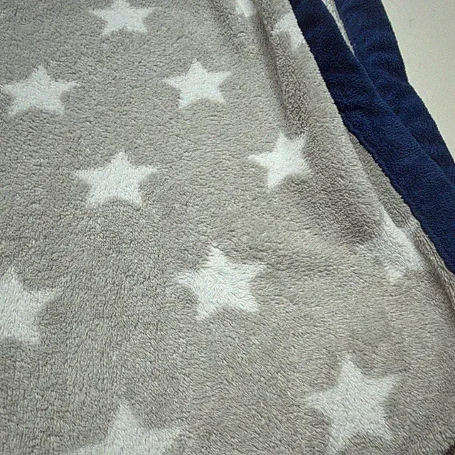 Gray White Star Pattern Fleece Throw Blanket Queen Sized in Bedroom