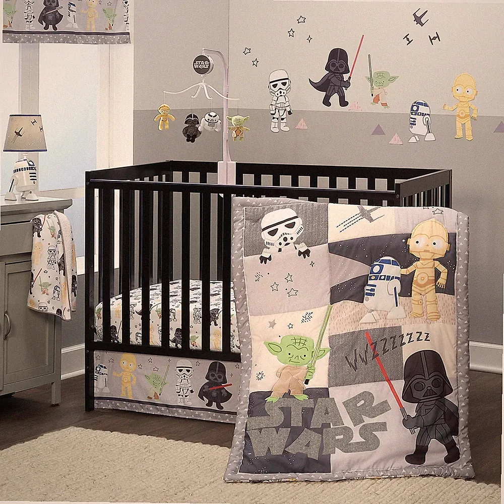 Lambs & Ivy Star Wars Classic 3-Piece Baby Crib Bedding Set - Yoda/Darth Vader