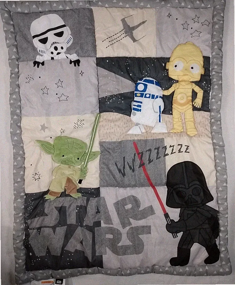 Lambs & Ivy Star Wars Classic Crib Bedding Quilt & Fitted Sheet Toddler Bed Yoda