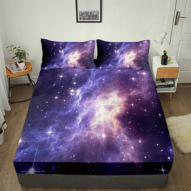 Lightning Colorful Fitted Full Size Bed Sheets Boys Lightning Star Boy Galaxy...