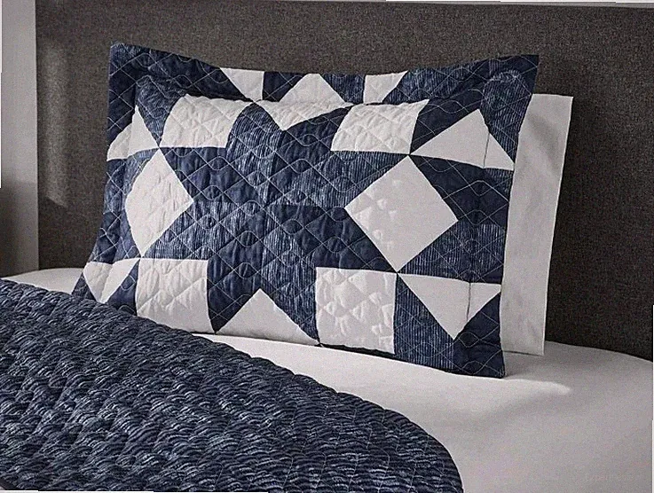 Mainstays Classic Blue Star Quilt Shams, King, 2 pack, Adult/Teen