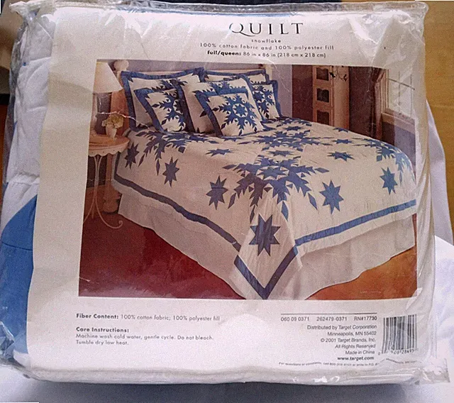 NEW Blue & White Star Snowflake Quilt Comforter Full/Queen 86 x 86 inches