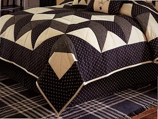 NEW CARRINGTON Queen Black Star Pleated Bed Skirt Park Designs Country Primitive