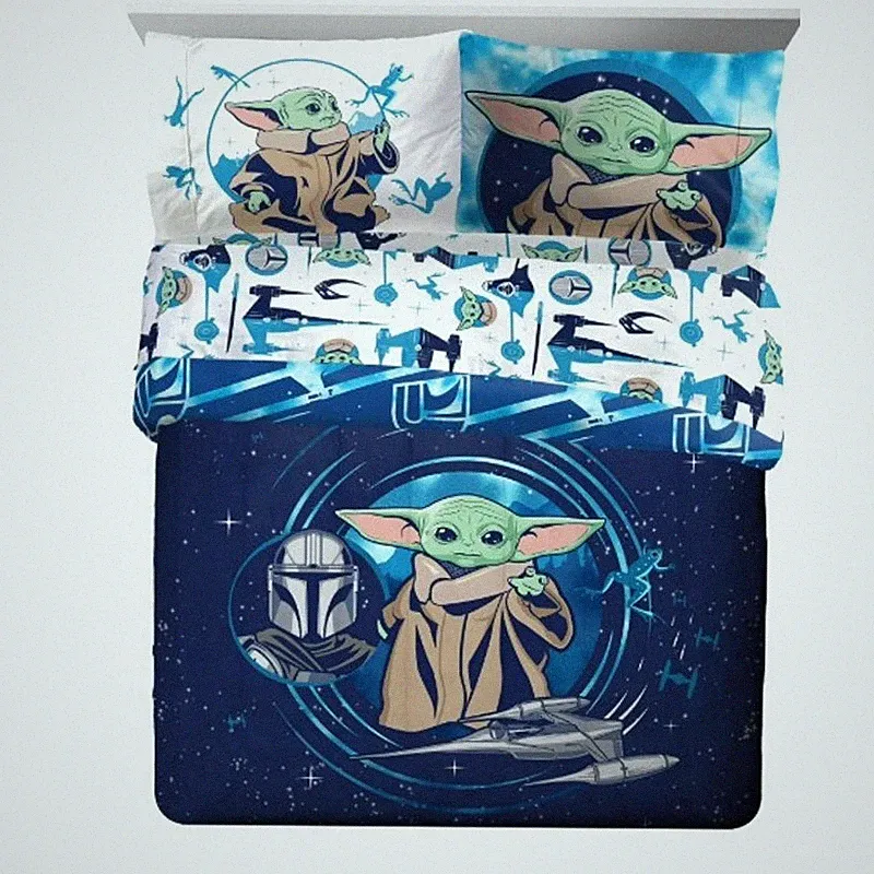 NEW Star Wars Grogu Blue 7 Piece Full Bedding Comforter Set w/ Sham