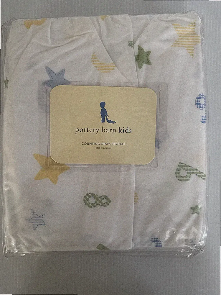 Pottery Barn Kids COUNTING STARS Crib Bedskirt Baby Bedding Numbers Made in USA