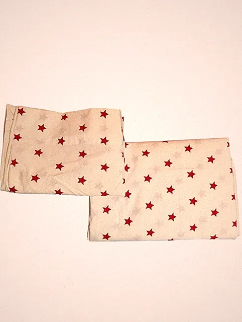 Pottery barn kids twin Cotton flat Sheet and One Pillowcase White With red stars