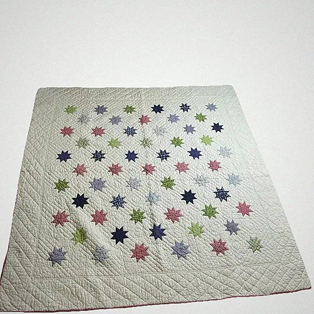 Pottery Barn Quilt 8 Point Stars Cotton Reversible Queen Size 84”x 82” HTF Rare