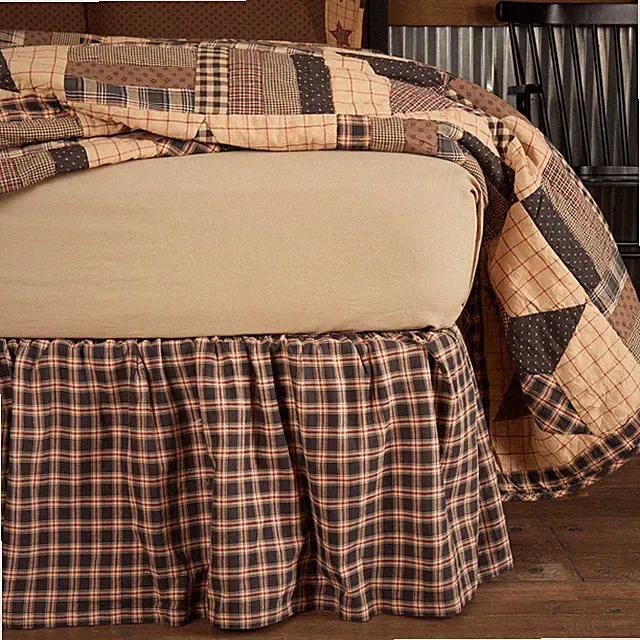 Primitive King Bed Skirt Black Gathered Bingham Star Bedroom Decor VHC Brands