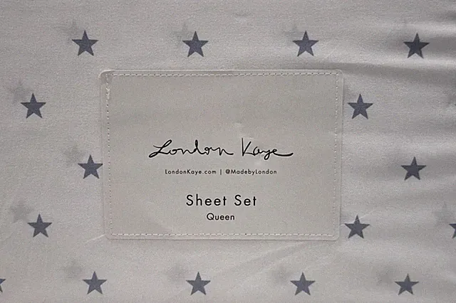 QUEEN Sheet Set Blue Star Sheets 4th of July sky London Kaye Summer 4pc STARS NW