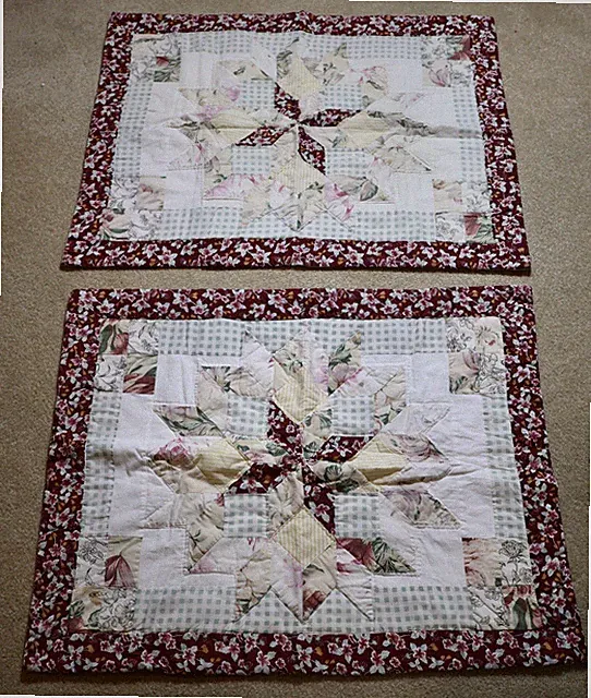 Quilted Floral Star Patchwork Pillow Shams Cover Standard Set of 2