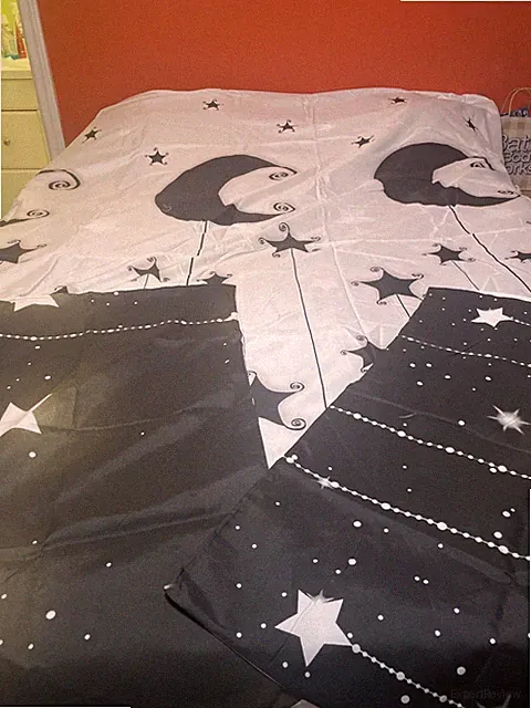 Reversible Star Duvet Cover 2 Pillow Cases Full Size