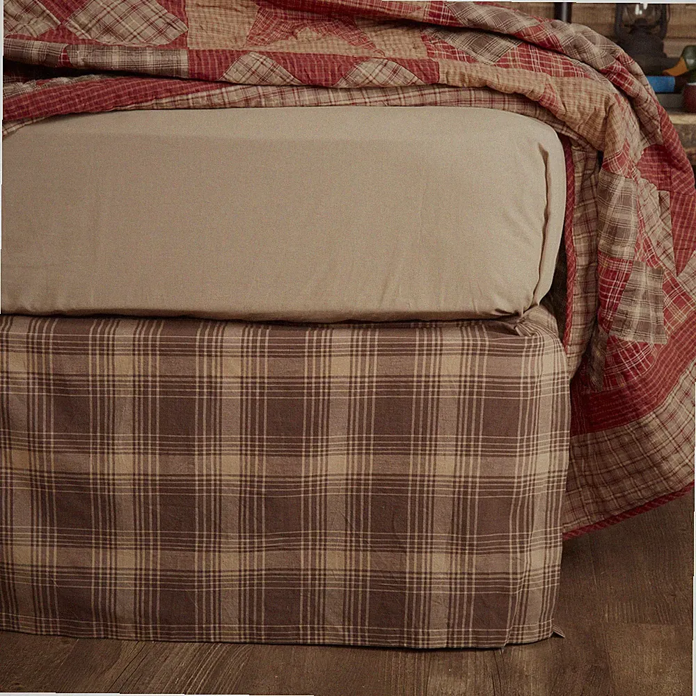 Rustic King Bed Skirt Brown Inverted Pleats Dawson Star Bedroom Decor VHC Brands