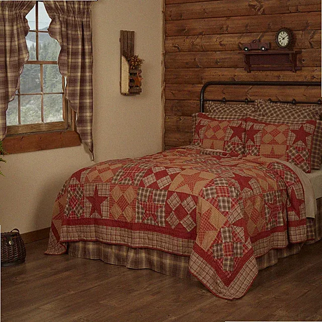 Rustic Luxury King Quilt Tan Patchwork Dawson Star Bedroom Decor VHC Brands