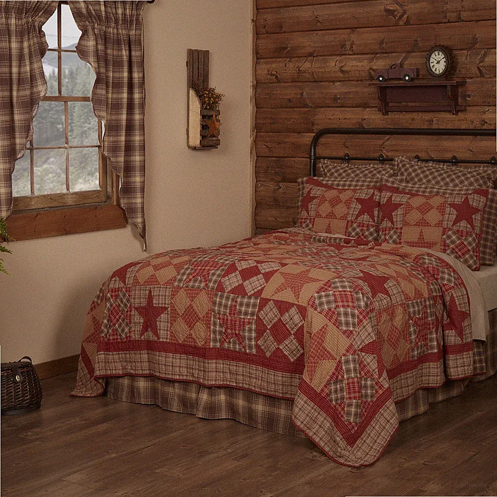 Rustic Twin Quilt Set Tan Dawson Star Cotton VHC Brands VHC Brands