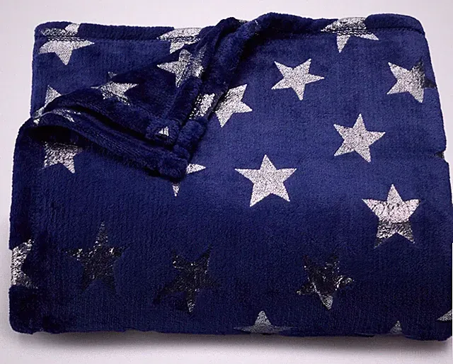 Silver Foil Stars Navy Patriotic Soft Throw Blanket 5' x 6 ft - The Big One New