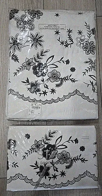 STAR Julien Macdonald Full Duvet Cover Black Embroidery & Matching Cases NIP
