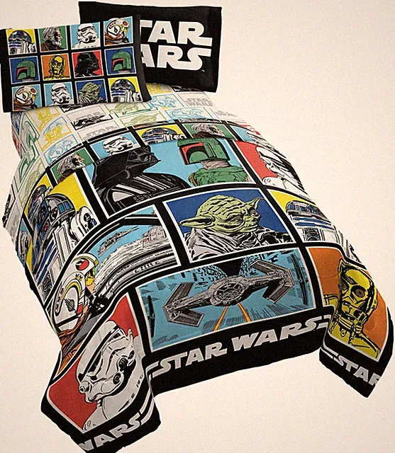 Star Wars Classic Grid 5 Piece Queen Bed Set - Includes Reversible Comforter...