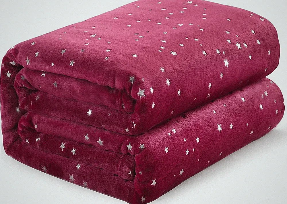 Throw Blanket, Ultra Soft Thick Microplush Star Foil Print Bed Blanket 50x65''