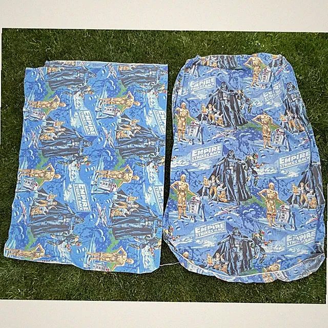 Vintage 1979 Star Wars Empire Strikes Back Twin Sheet Set Blue Darth Vader 70s